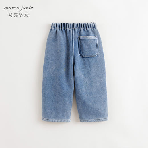 马克珍妮男童潮酷大口袋加绒牛仔直筒裤秋冬新款241320/551106 商品图3