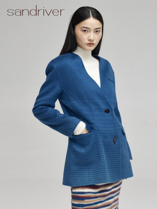 青海羊绒呢三色水波纹女士西装SJF96W393N 商品图1