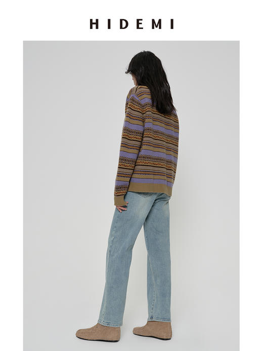 HIDEMI多重水洗做旧感牛仔蓝显瘦直筒街头感休闲牛仔裤 商品图5