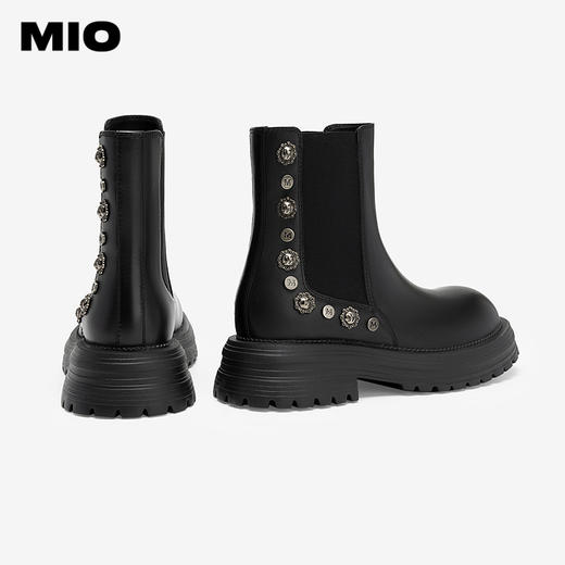 MIO米奥小众设计金属钮钉圆头厚底切尔西靴美拉德靴子女M245642022 商品图3