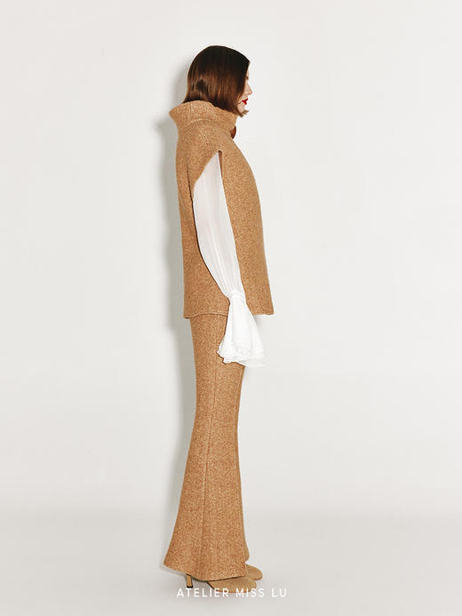 【落叶梧桐】冬日温暖绵羊毛针织喇叭长裤 商品图3