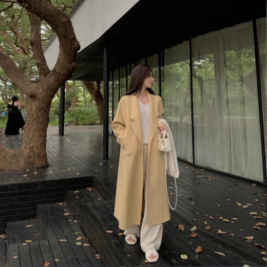 金蘑菇菇 旧金山大衣/极简轮廓 高支美利奴荃羊毛双面呢大衣 商品图2