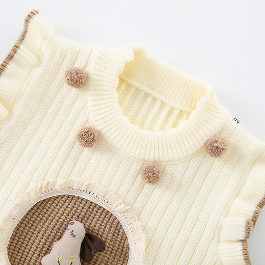女童针织花边马甲春秋卡通背心宝宝坎肩外穿套头毛衣婴儿毛线马夹 商品图2