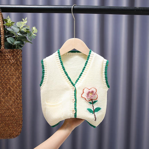 女童针织马甲春秋外穿2023宝宝毛衣婴儿毛线马夹婴儿毛衣马甲 商品图1