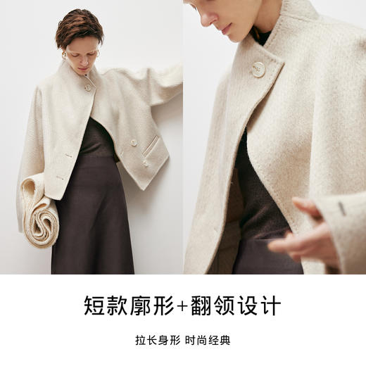 【商场同款】麦檬冬短款轻盈质感廓形呢大衣5EA170471 商品图3