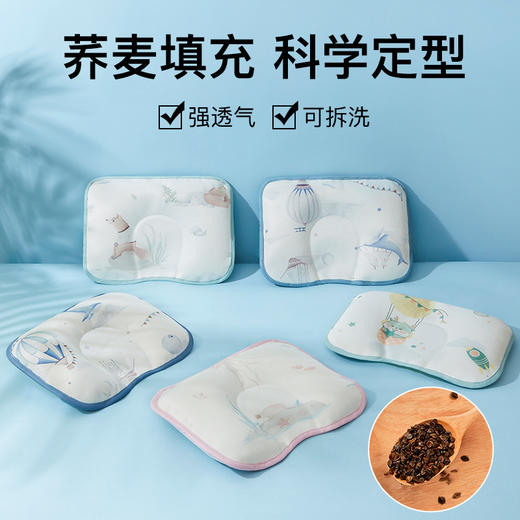 婴儿枕头宝宝定型枕0到6个月新生儿冰丝荞麦枕0一3月矫正头型夏季 商品图0