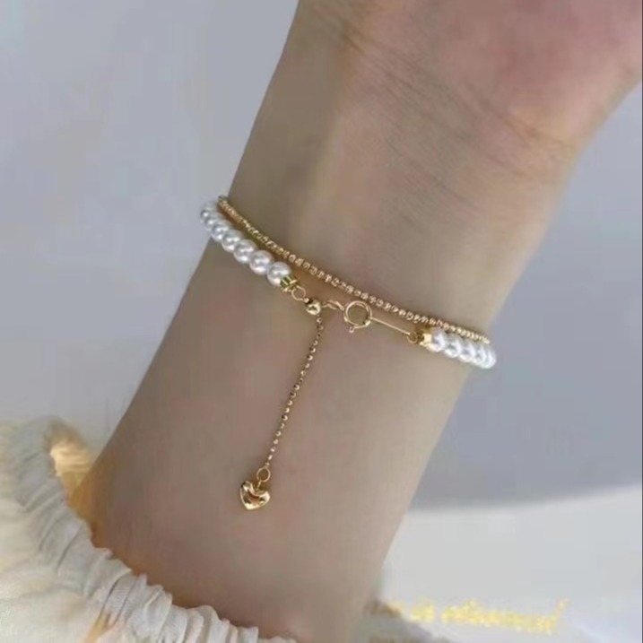 甄珠贝 淡水珍珠手链3.5-4mm  基本无暇 正圆ji强光 可调节尾链