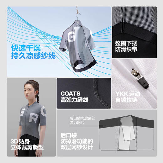 GRC桀骜无尽新款夏季短袖DELTA天丝LOGO印花速干公路自行车骑行服 商品图2