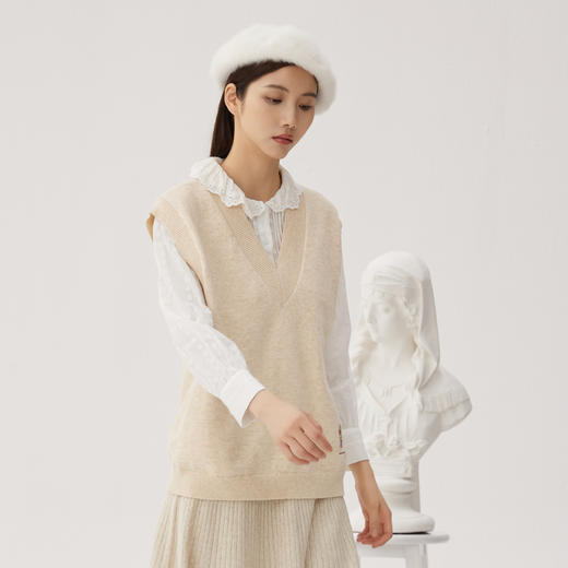 谜底白衬衫长袖女士2024秋新品复古田园风荷叶边领衬衣243MC1007 商品图2