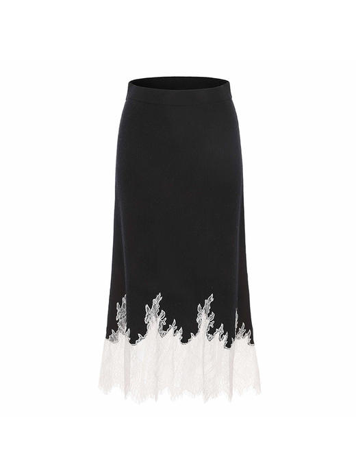 【千丝万缕】加长睫毛蕾丝拼接羊绒羊毛混纺半裙 商品图4