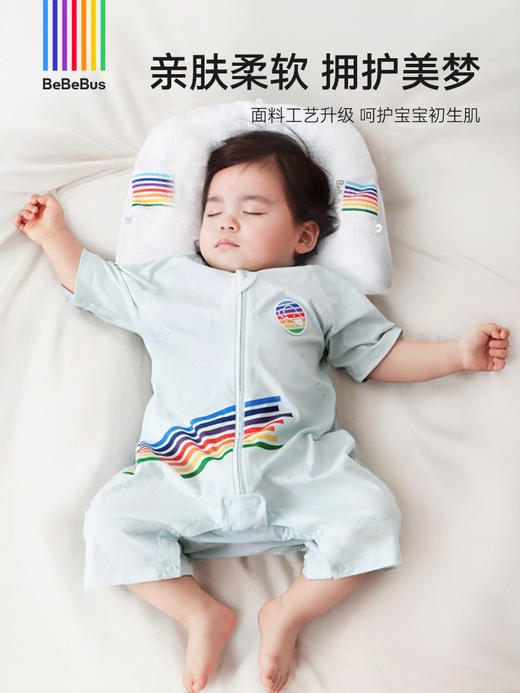 BeBeBus小凉风婴儿睡袋 夏季薄款分腿短袖连体睡衣 吸汗透气防踢被 商品图4