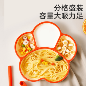 史维迪同款宝宝餐盘吸盘分格盘婴儿硅胶吸管吃饭训练勺子儿童餐具套装