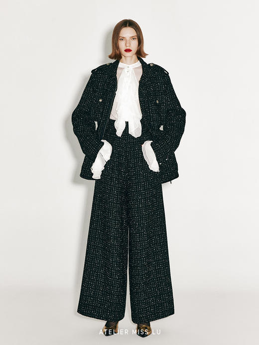 【傲慢与偏见】可调节收腰粗花呢猎装夹克 商品图0