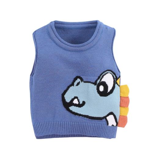 男女童针织马甲春秋外穿V领开衫宝宝毛衣婴儿毛线卡通背心 商品图4