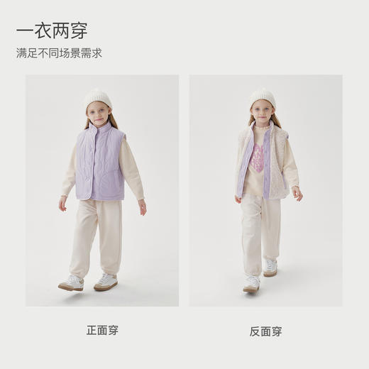 马克珍妮男女童双面穿仿羊羔绒马甲秋冬新款241105 商品图1