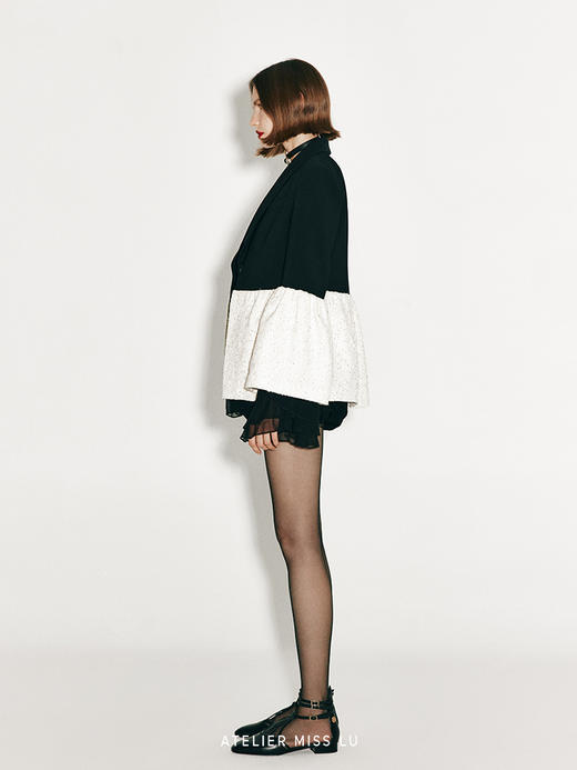 【雪山倒影】亮片粗花呢拼接设计造型外套 商品图1