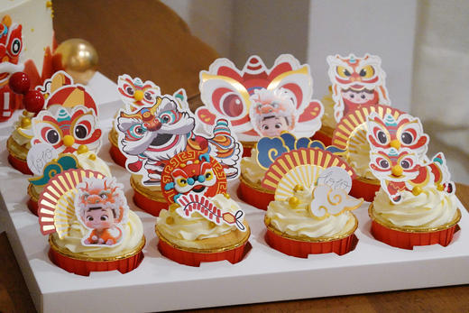 「龙宝宝·国潮醒狮」主蛋糕+纸杯组合·100%动物奶油（提前4天预订） 商品图3