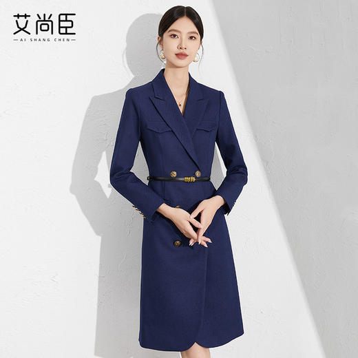 艾尚臣职业连衣裙2024年教师面试女装播音主持人秋季新款西装裙子送腰带 商品图6