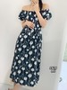 34GAR071628#韩系温柔风灯笼袖印花绑带收腰连衣裙 商品缩略图1
