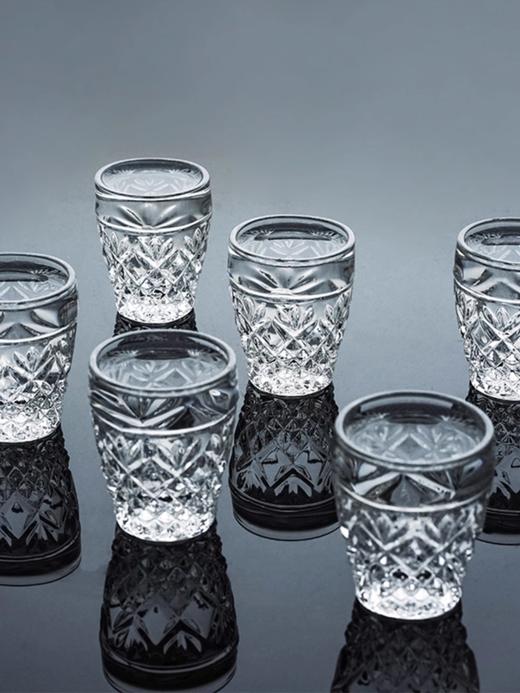 捷克进口 欧式经典水晶玻璃白酒杯一口杯小号 家用创意烈酒杯浮蓝经典松花系列白酒杯（六只装）45ml 商品图2