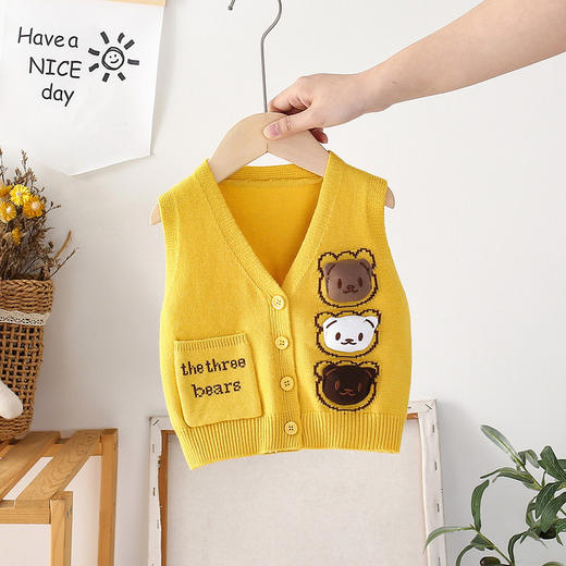 婴儿马甲春秋男宝宝针织开衫小背心儿童薄款上衣女童马夹毛线坎肩 商品图1