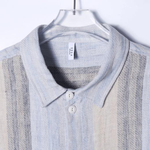 CS176新款复古肌理感撞色条纹小众设计感休闲时尚宽松长袖衬衫 商品图3