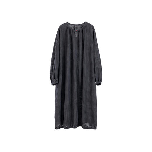 绽放旅行女装566朵/苎麻高级范儿日系风落肩长袖水滴领显瘦连衣裙 商品图4