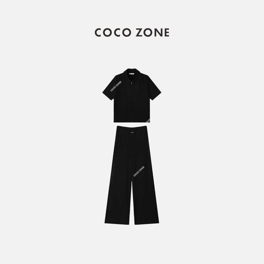 COCO ZONE 新款拉链polo翻领短袖T恤上衣+休闲裤 23C18380+23C18375 商品图0