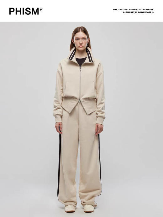 拼接条纹茧型阔腿裤 商品图1