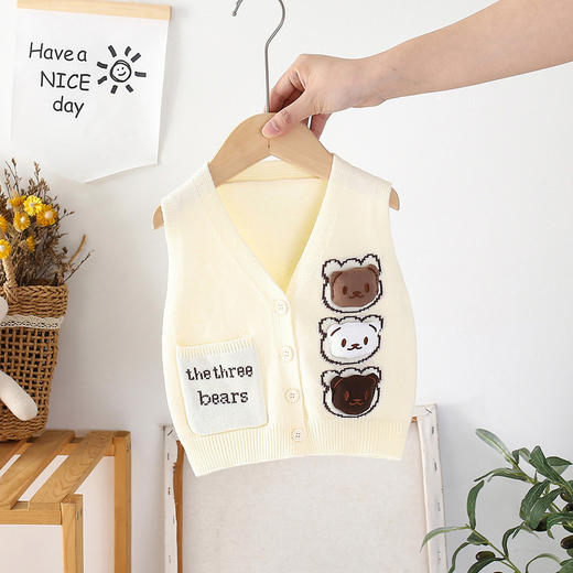 婴儿马甲春秋男宝宝针织开衫小背心儿童薄款上衣女童马夹毛线坎肩 商品图2
