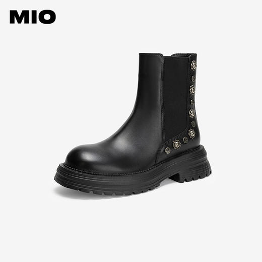 MIO米奥小众设计金属钮钉圆头厚底切尔西靴美拉德靴子女M245642022 商品图0