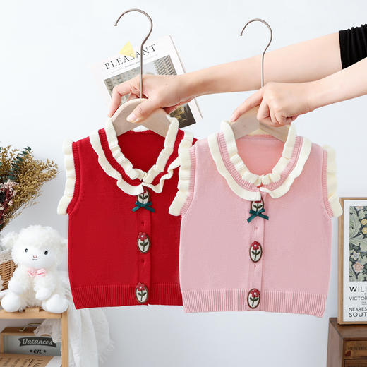 女童针织马甲春秋外穿2023宝宝毛衣婴儿毛线马夹婴儿毛衣背心 商品图0