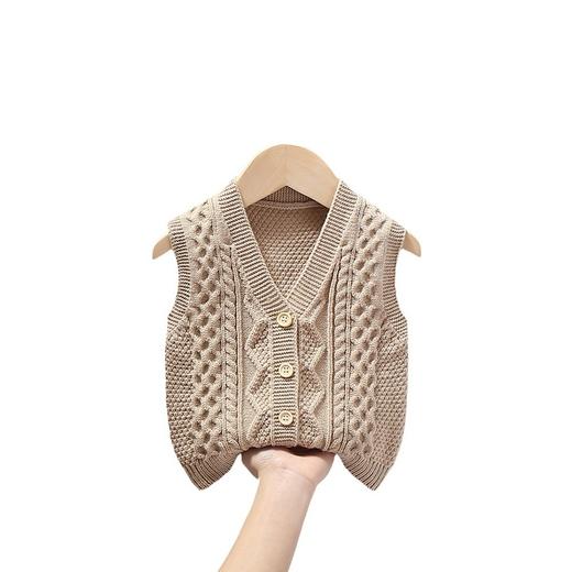 男女童针织马甲春秋外穿V领开衫宝宝毛衣婴儿毛线纯色背心 商品图4