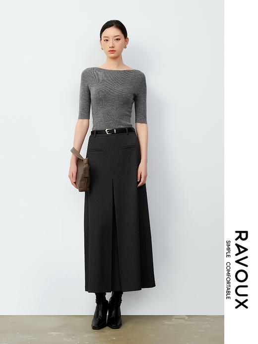 263129913前片打褶高腰半裙 商品图3