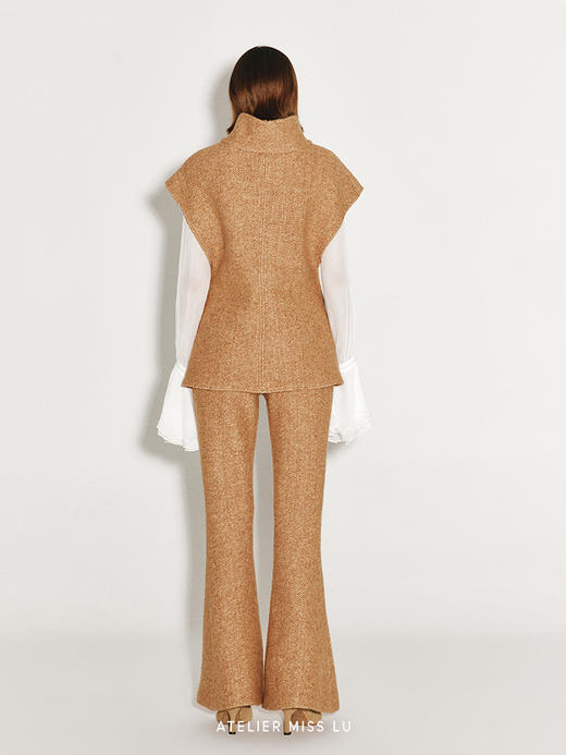 【落叶梧桐】冬日温暖绵羊毛针织喇叭长裤 商品图2