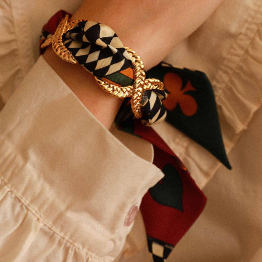 北京仓｜AN-NEE-Tresse-绿色 小丑  4cm 丝巾手镯［法国设计师］ 商品图0