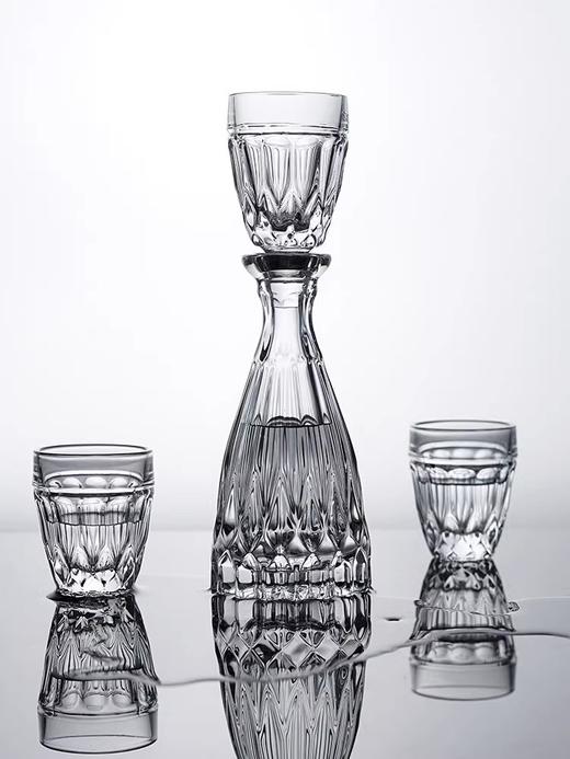 捷克进口 欧式经典水晶玻璃白酒杯一口杯小号 家用创意烈酒杯浮蓝经典松花系列白酒杯（六只装）45ml 商品图4