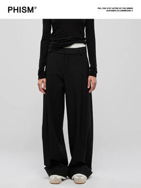 叠穿双腰头两件套阔腿裤