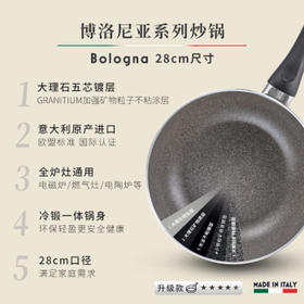 巴拉利尼（BALLARINI）不粘锅电磁炉燃气灶通用进口平底锅炒锅大肚锅炒菜锅博洛尼亚28cm