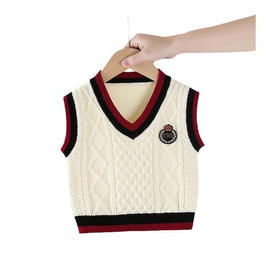 男童针织马甲V领春秋外穿女宝宝毛衣婴儿毛线马夹婴儿坎肩外搭洋 商品图4