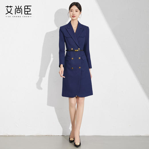 艾尚臣职业连衣裙2024年教师面试女装播音主持人秋季新款西装裙子送腰带 商品图7