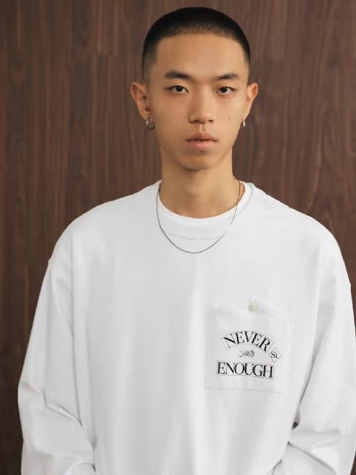 SUPERTOFU(SPTF)/JY-AW24-T037/复古排版风格 螺纹袖口 长袖T恤 商品图2