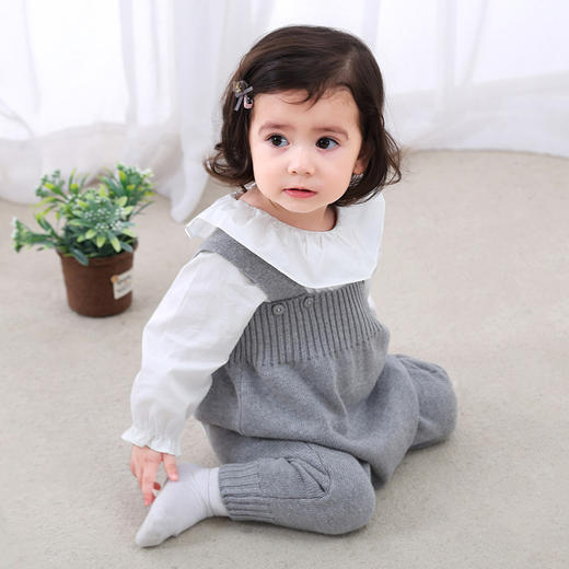 春宝宝背带裤秋纯棉哈衣0一3岁婴儿连体衣儿童毛线连体爬服冬衣服 商品图1