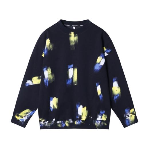 新款潮流复古几何图案手绘印染宽松时尚圆领休闲长袖卫衣 商品图1