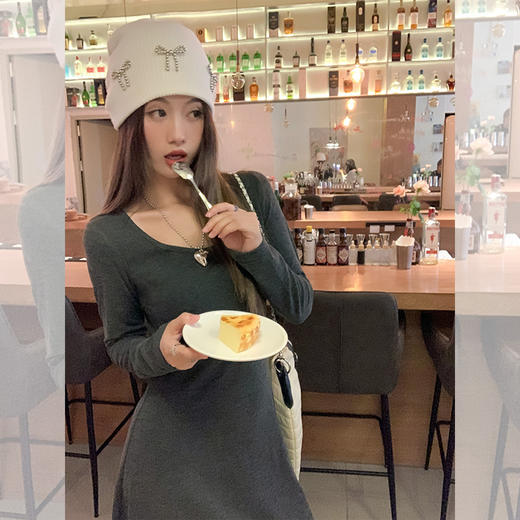 <曾小咸推荐>后背系带深灰色长款连衣裙  日常218.88 立减128.89 秒杀89.99！！ 商品图2