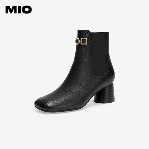 MIO米奥秋冬高跟厚底方头时装靴小众复古女靴增高靴子女M245643907 商品图0