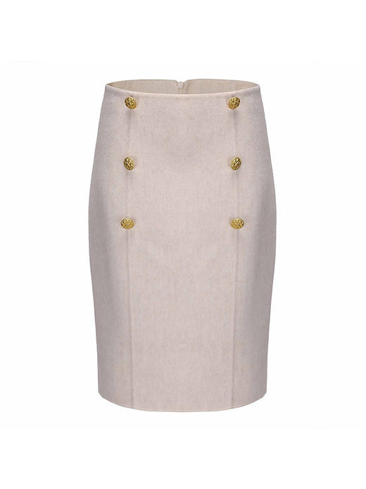 【雪地暖阳】复古镂空双排扣绵羊毛双面呢半裙 商品图4