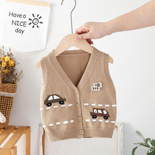 男女童针织开衫马甲春外穿宝宝卡通毛衣秋V领婴儿毛线小背心马夹 商品图3