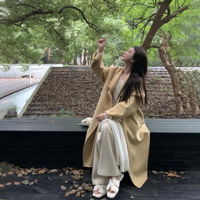 金蘑菇菇 旧金山大衣/极简轮廓 高支美利奴荃羊毛双面呢大衣