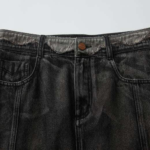 谜底牛仔半身裙女2024秋新品复古文艺风A型水洗做旧长裙243MB1056 商品图3